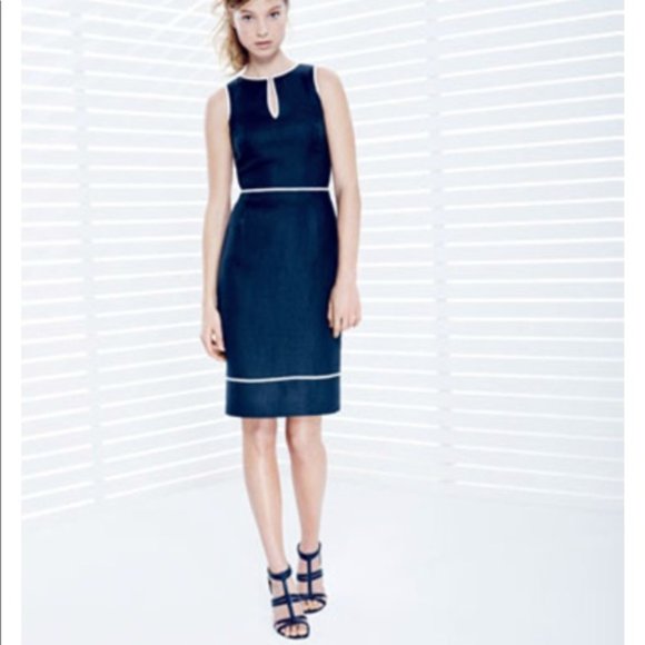 J. Crew Dresses & Skirts - J. CREW Navy Blue Linen Herringbone Dress 8